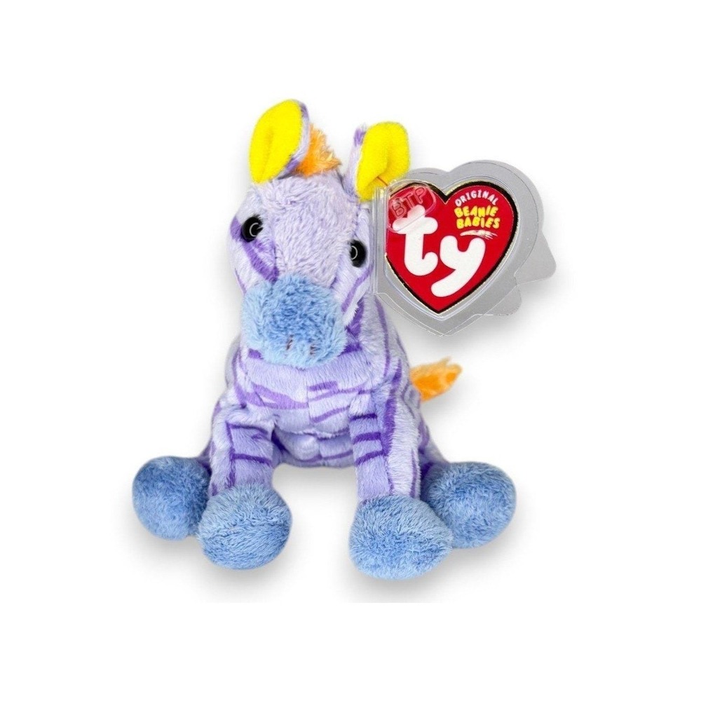 Vegas the Zebra Ty Beanie Baby | Pastel Safari Star | Mint Heart Tag